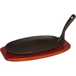 Półmisek żeliwny 240x140x20 mm z podstawą drewnianą | Stalgast 049004