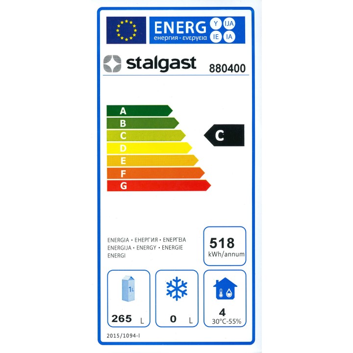 Szafa chłodnicza 350 l, wnętrze z ABS, biała lakierowana | Stalgast 880400