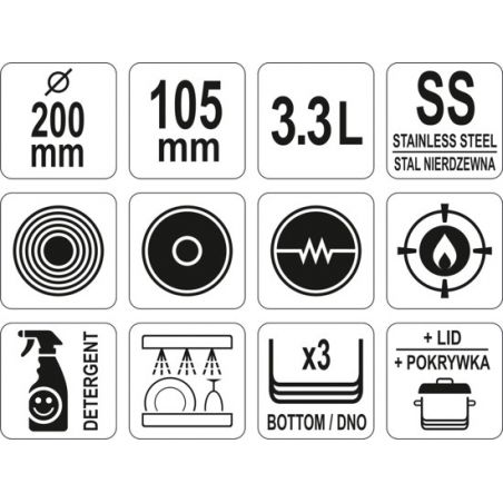 PATELNIA ZE STALI NIERDZEWNEJ 28CM| YG-00102 YATO 