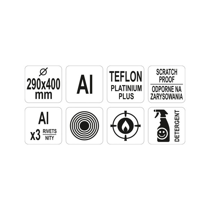 ALUMINIOWA PATELNIA DO RYB Z POWŁOKĄ PLATINUM PLUS TEFLON 400x290MM| YG-00155 YATO