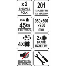  WÓZEK SERWISOWY 2-PÓŁKOWY GŁĘBOKI| YATO YG-09099