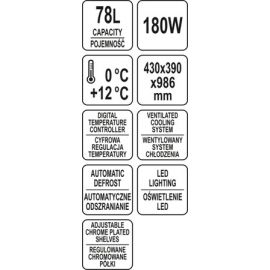  WITRYNA CHŁODNICZA 78L 43x39x98 CZARNA| YATO YG-05060