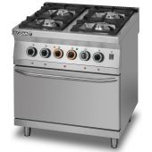 KUCHNIA GAZOWA 4-PALNIKOWA Z PIEKARNIKIEM ELEKTRYCZNYM Z TERMOOBIEGIEM GN 2/1  | LOZAMET L900.KG4 PET