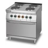 KUCHNIA ELEKTRYCZNA 4-PŁYTOWA Z PIEKARNIKIEM ELEKTRYCZNYM Z TERMOOBIEGIEM GN 2/1  | LOZAMET L900.KEO4 PET