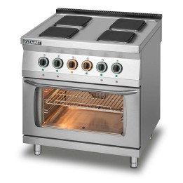 KUCHNIA ELEKTRYCZNA 4-PŁYTOWA Z PIEKARNIKIEM ELEKTRYCZNYM Z TERMOOBIEGIEM GN 1/1 | LOZAMET L700.KE4 PET