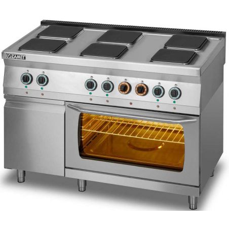 KUCHNIA ELEKTRYCZNA 6-PŁYTOWA Z PIEKARNIKIEM ELEKTRYCZNYM GN 2/1 I Z SZAFKĄ | LOZAMET L700.KE6 PE+SD 