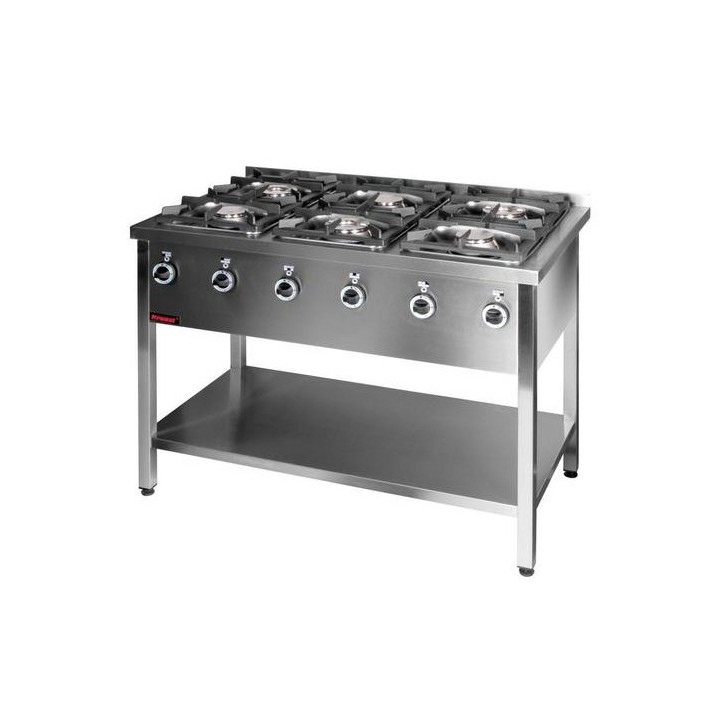 Kuchnia gazowa na podstawie otwartej 6-palnikowa 3x4,5kW + 3x7,5kW| 000.KG-6M KROMET