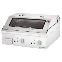płyta grillowa elektryczna, nastawna, gładko-ryflowana, z pokrywą, 8.1 kW | 9731390 STALGAST