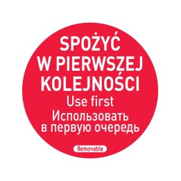 Etykiety Food Safety, wielokrotnego użytku – „SPOŻYĆ W PIERWSZEJ KOLEJNOŚCI", czerwony, 500 szt  | 850152 hendi