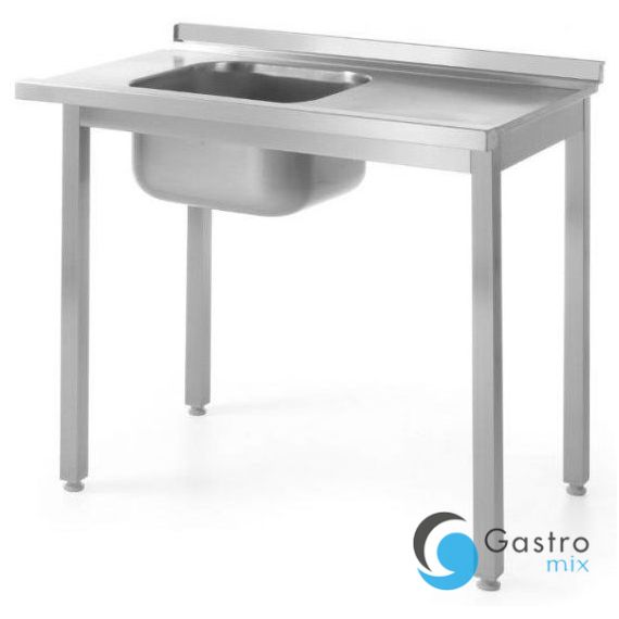 Stół załadowczy do zmywarek Kitchen Line, ze zlewem, prawy, bez półki-skręcany, o wym.... 