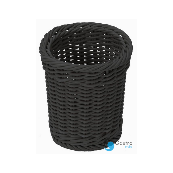 Koszyk na sztućce z poliratanu okrągły czarny 