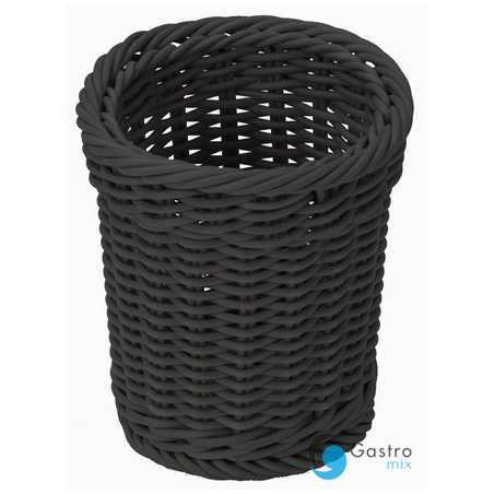 Koszyk na sztućce z poliratanu okrągły czarny 