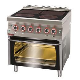 Kuchnia elektryczna ceramiczna z piekarnikiem elektrycznym 2x4kW + 1x2,1kW + 1x2,0kW + 6,5 kW | 700.KE-4C/PE-2 KROMET