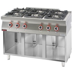 Kuchnia gazowa 6 - palnikowa na podstawie szafkowej otwartej | 700.KG-6.S KROMET