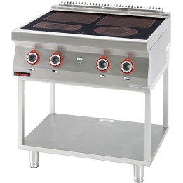 Kuchnia elektryczna ceramiczna 4 pola 2x4kW + 2x2,1kW na podstawie szkieletowej | 700.KE-4C.T KROMET