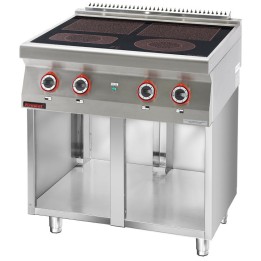 Kuchnia elektryczna ceramiczna 4 pola 2x4kW + 2x2,1kW na podstawie szafkowej otwartej| 700.KE-4C.S KROMET