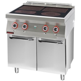 Kuchnia elektryczna ceramiczna 4 pola 2x4kW + 2x2,1kW na podstawie zamkniętej | 700.KE-4C.S.D KROMET