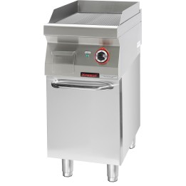 Płyta grillowa ryflowana chromowana 400mm 4,8kW na podstawie szafkowej zamkniętej | 700.PBE-400R.S.D KROMET