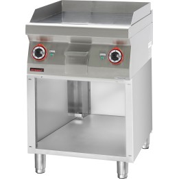 Płyta grillowa gładka 600 mm 8kW na podstawie szafkowej otwartej | 700.PBE-600G.S KROMET