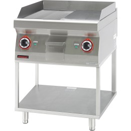 Płyta grillowa 1/2gł. + 1/2ryf. chromowana 600 mm 8kW na podstawie szkieletowej | 700.PBE-600GR.T KROMET