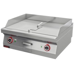 Płyta grillowa 1/2gł. + 1/2ryf. chromowana 800 mm 9,6kW | 700.PBE-800GR KROMET
