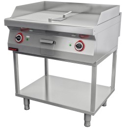 Płyta grillowa 1/2gł. + 1/2ryf. chromowana 800 mm 9,6kW na podstawie szkieletowej | 700.PBE-800GR.T KROMET