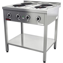 Kuchnia elektryczna na podstawie otwartej 4-płytowa 3x2,6kW + 1x2,0kW  |000.KE-4M KROMET