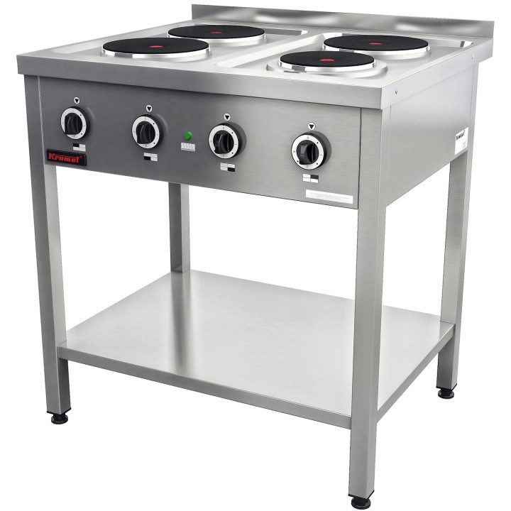 Kuchnia elektryczna na podstawie otwartej 4-płytowa 3x2,6kW + 1x2,0kW  |000.KE-4M KROMET
