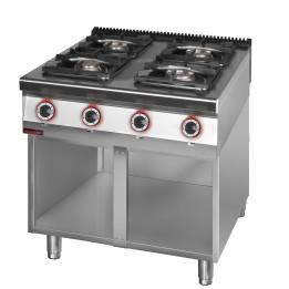 Kuchnia gazowa 4 palnikowa 1x4,5kW+ 1x7,5kW + 2x9,0 kW na podstawie szafkowej otwartej | 900.KG-4.S.  KROMET