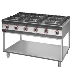 Kuchnia gazowa 6 palnikowa 2x4,5kW + 2x7,5kW + 2x9,0 kW na podstawie szkieletowej | 900.KG-6.T KROMET