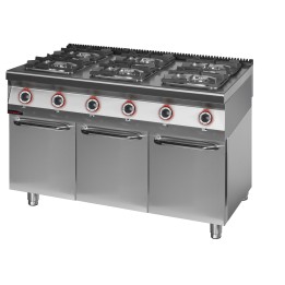 Kuchnia gazowa 6 palnikowa 2x4,5kW + 2x7,5kW + 2x9,0 kW na podstawie szafkowej zamkniętej | 900.KG-6.S.D KROMET