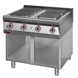 Kuchnia elektryczna 4 płytowa 900 mm 4x4,0 kW na podstawie szafkowej otwartej | 900.KE-4.S KROMET