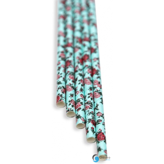 Słomki florystyczne niebieskie 8x210 (op. 100 szt) 