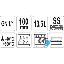  POJEMNIK GN 1/1 100MM GASTRONOMICZNY ZE STALI NIERDZEWNEJ  13,5L | YG-00253 YATO