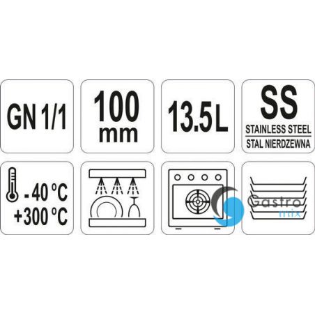 POJEMNIK GN 1/1 100MM GASTRONOMICZNY ZE STALI NIERDZEWNEJ  13,5L | YG-00253 YATO 