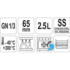  POJEMNIK GN 1/3 65MM  GASTRONOMICZNY ZE STALI NIERDZEWNEJ  2,5L | YG-00272 YATO
