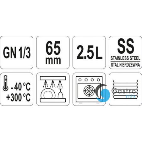 POJEMNIK GN 1/3 65MM  GASTRONOMICZNY ZE STALI NIERDZEWNEJ  2,5L | YG-00272 YATO 