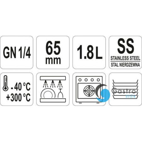 POJEMNIK GN 1/4 65   GASTRONOMICZNY ZE STALI NIERDZEWNEJ | YG-00282 YATO 