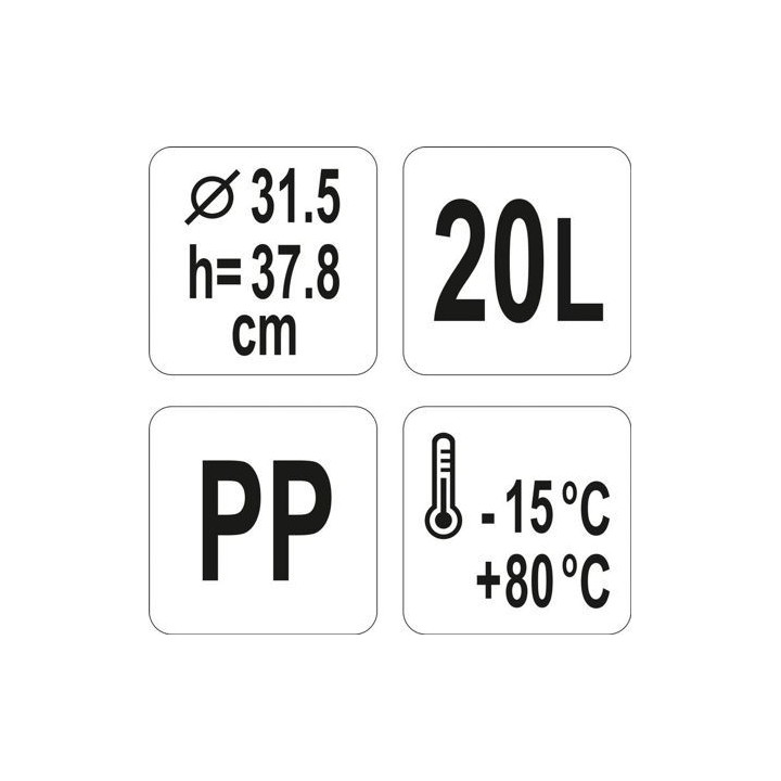 POJEMNIK 20L DO ŻYWNOŚCI OKRĄGŁY PP  | YG-00517 YATO
