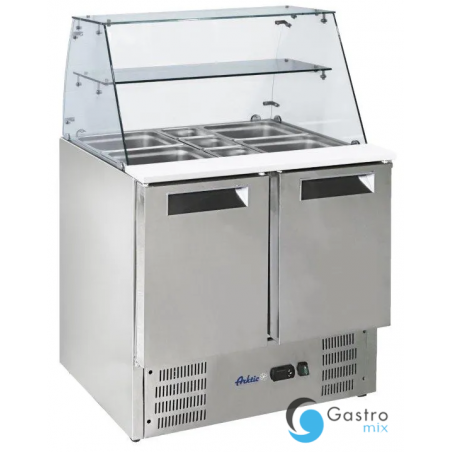 Stół chłodniczy sałatkowy 2-drzwiowy z nadstawą szklaną 