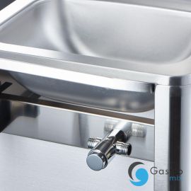  umywalka z wyłącznikiem kolanowym, kranem i dozownikiem mydła | 610005 STALGAST