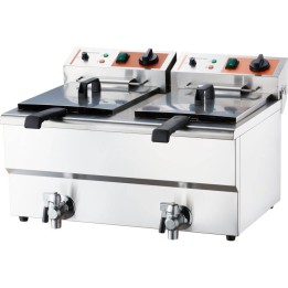 frytownica elektryczna z kranem, 2-komorowa, Caterina, V 2x8 l, P 2x3 kW | 746097 STALGAST
