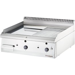 płyta grillowa gazowa, gładko-ryflowana, 13 kW, G20, chrom | 9737310 STALGAST