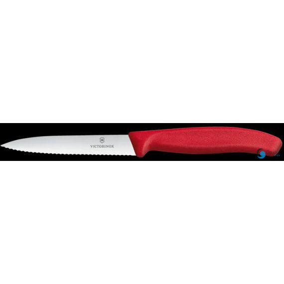 Victorinox Swiss Classic Nóż do jarzyn, ząbkowany, 10cm, czerwony 