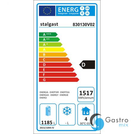 szafa chłodnicza 2 drzwiowa V 1300 l  ze stali nierdzewnej, GN 2/1 | 830130 STALGAST 