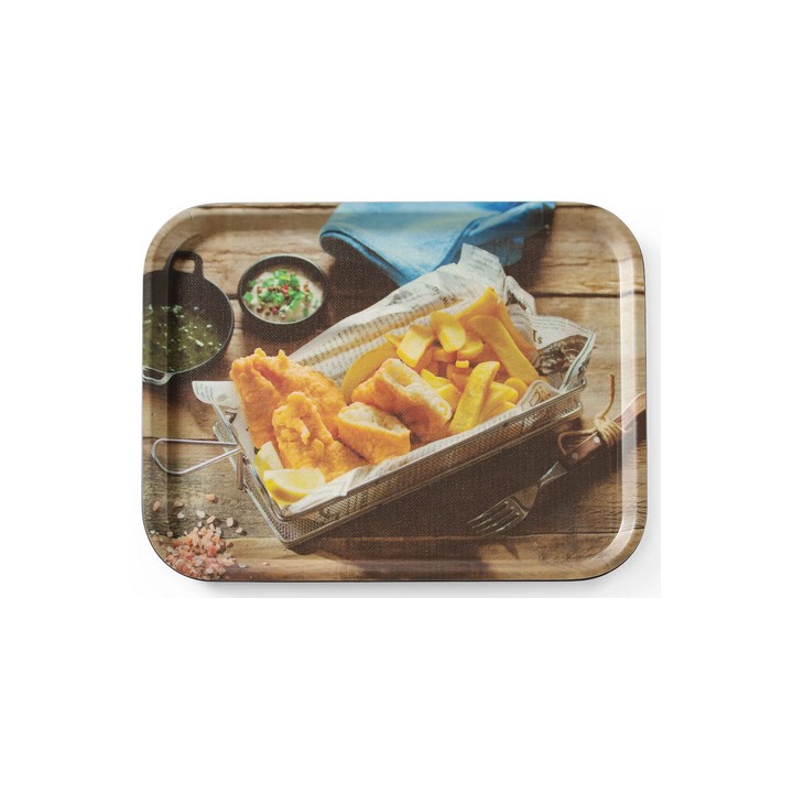 Taca do serwowania tasty fish&chips, 330x430 mm, antypoślizgowa | 508022 HENDI