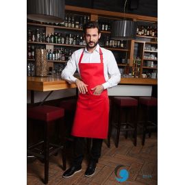 Fartuch - 3 sztuki kucharski Basic 75 x 90 cm z kieszenią i klamerką czerwony  | BLS5 KARLOWSKY