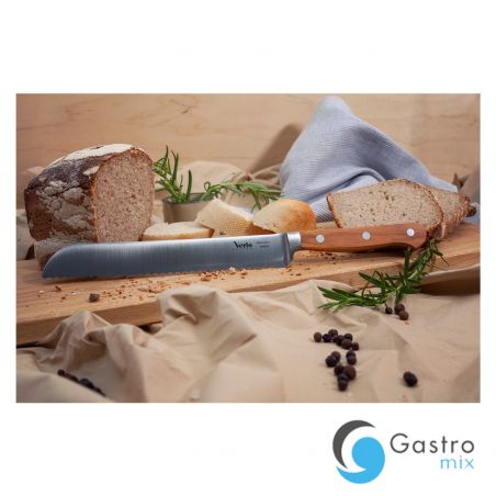 Nóż kuty do pieczywa dł. 20 cm - drewniana rekojeść - VERLO | V-8260W20O TOM-GAST 