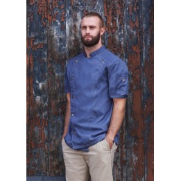 BLUZA KUCHARSKA MĘSKA ROZMIAR 50 ( większe M  )JEANS-STYLE KRÓTKI RĘKAW VINTAGE BLUE| JM32 VINTAGE BLUE 50 KARLOWSKY
