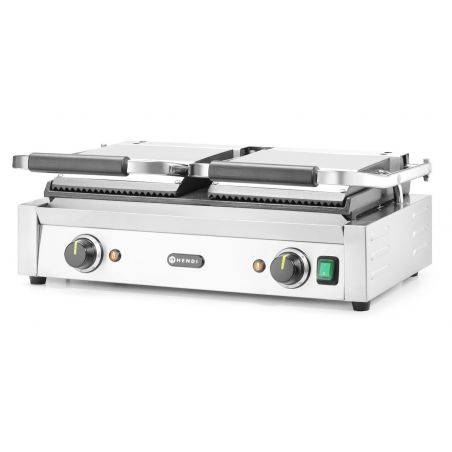 Grill kontaktowy podwójny-góra ryflowana, dół gładki | 263808 HENDI 